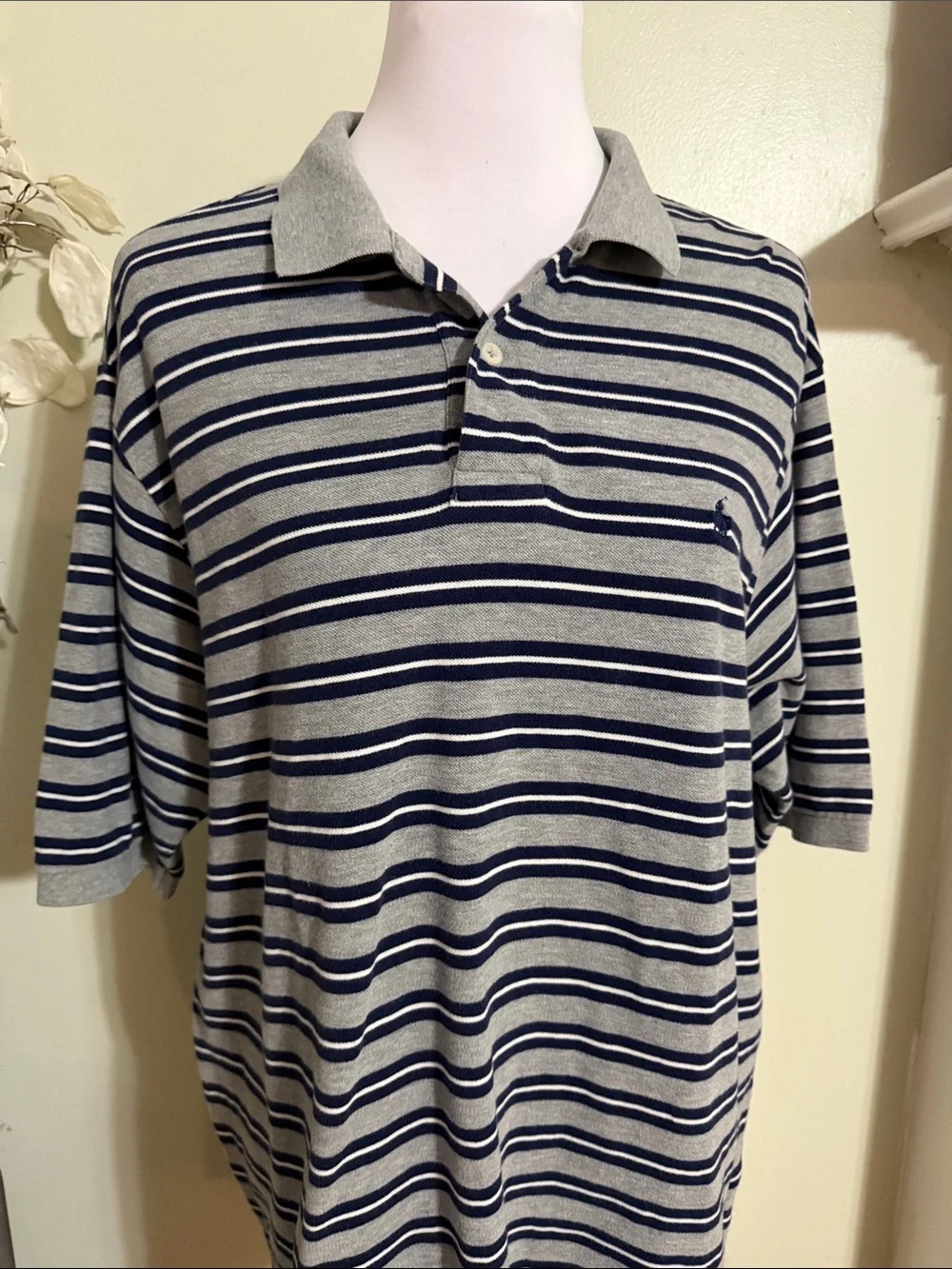 Ralph Lauren Grey and Navy Striped Polo